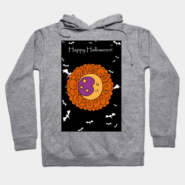 "Happy Halloween" Flower Crescent Moon and stars Hoodie by saradaboru